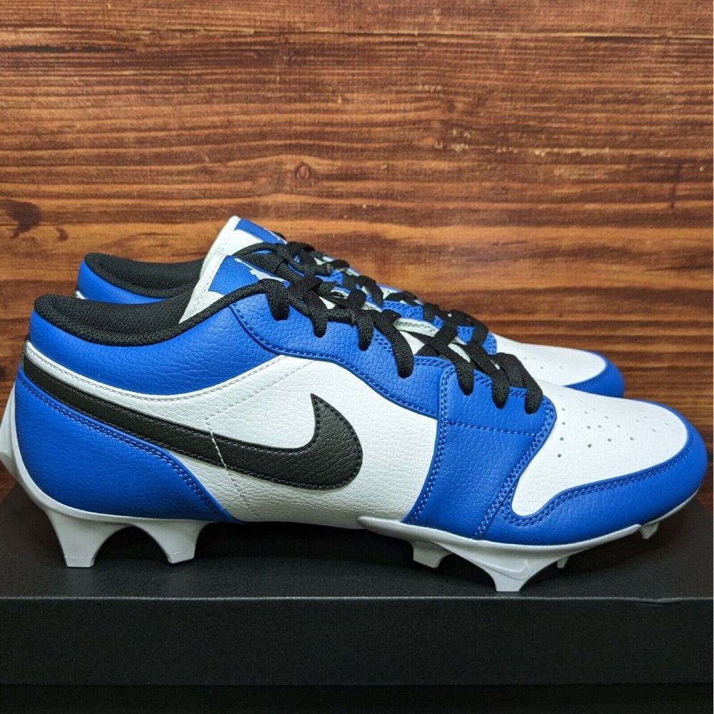 Nike Air Jordan 1 Low TD Men's 13 Royal White Black football cleats FJ6245-104